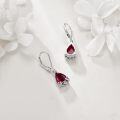 wholesale 925 Sterling Silver Garnet Drop Earrings with Floral Accents-0-3