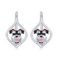 wholesale 925 Sterling Silver Heart-Shaped Dog Stud Earrings with Pink Accents-0-0