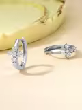 wholesale 925 Sterling Silver Twist Design Moissanite Huggie Hoop Earrings Wholesale Gift for Her-0-3