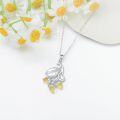 wholesale 925 Sterling Silver Acorn Leaf Yellow Stone Pendant Necklace-0-1