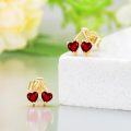 wholesale 14K Gold Pineapple Stud Earrings with Heart Pattern for Women - Cute Fruit  Ideas-0-1