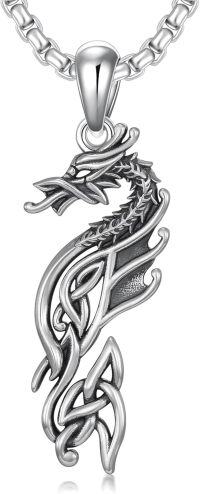 wholesale 925 Sterling Silver Dragon Celtic Knot Pendant Necklace  for Men-Z-Dragon necklace