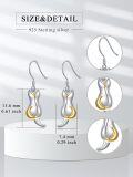 wholesale 925 Sterling Silver Crescent Moon Cat Drop Earrings with Gold Accents-0-1