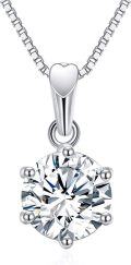 wholesale 925 Sterling Silver Heart-Shaped Pendant with Round Cut Moissanite Gemstone Necklace for Women's Gifts-0-0