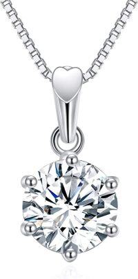 wholesale 925 Sterling Silver Heart-Shaped Pendant with Round Cut Moissanite Gemstone Necklace for Women's Gifts-3D Heart