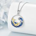 wholesale 925 Sterling Silver Blue Enamel Wave Dolphin Pendant Necklace for Women Gifts-0-2