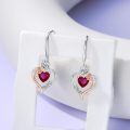 TOUPOP Sterling Silver Garnet Heart Butterfly Earrings-0-3