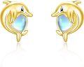 wholesale 925 Sterling Silver Dolphin Moonstone Stud Earrings for Women - Hypoallergenic -0-0