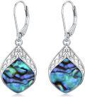 wholesale Sterling Silver Gemstone Celtic Knot Teardrop Leverback Earrings-0-18