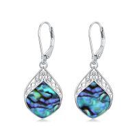 wholesale 925 Sterling Silver Opal Celtic Knot Teardrop Leverback Earrings-Abalone Shell
