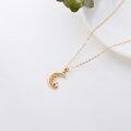 wholesale 14K Gold Heart and Crescent Moon Pendant Necklace with Chain - Unique  for Women-0-1