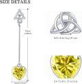 wholesale 925 Sterling Silver Blue Crystal Heart Drop Earrings with Trinity Knot Topper-0-2