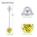 wholesale 925 Sterling Silver Blue Crystal Heart Drop Earrings with Trinity Knot Topper-0-2