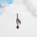 wholesale 925 Sterling Silver Gothic Skeleton Hand Heart Charm for Women-0-1