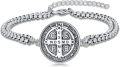 wholesale 925 Sterling Silver St. Michael/Christopher Adjustable Medal Bracelet for Men Women Religious Protection Jewelry with 6mm 9+2 Figaro Link-0-0