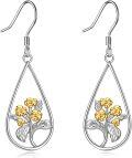 wholesale 925 Sterling Silver Gold Plated Flower Cluster Teardrop Dangle Earrings-0-0