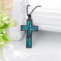 wholesale 925 Sterling Silver Faith Cross Pendant Necklace Blue Sandstone White Gold Plated-0-11