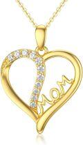 wholesale 14K Gold Double Heart Mom Pendant with 0.6 ctw Moissanites - Mother's Day Gift for Her-0-0
