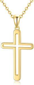 wholesale 14K Gold Solid Faith Cross Pendant Necklace for Women - 16 & 18 Chain-0-0