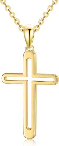 wholesale 14K Gold Solid Faith Cross Pendant Necklace for Women - 16 & 18 Chain-Yellow Gold