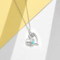 wholesale 925 Sterling Silver Heart-Shaped Genuine Turquoise Hummingbird Pendant Necklace for Women-0-2