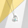 wholesale 925 Sterling Silver Heart-Shaped Genuine Turquoise Hummingbird Pendant Necklace for Women-0-2