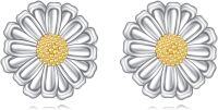 wholesale 925 Sterling Silver Flower Stud Earrings with Gold Center and White Petals-Daisy