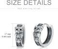 wholesale 925 Sterling Silver Owl Hoop Earrings with Norse Symbol and Evil Eye Protection-0-4