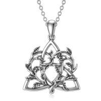 wholesale 925 Sterling Silver Celtic Triangle With Leaves Necklace-Heart