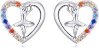 wholesale 925 Sterling Silver Ballerina CZ Heart Stud Earrings for Women's -Ballet