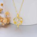 wholesale 14K Gold Heart & Lily Flower Pendant Necklace for Women - 14K Gold  Chain (16 + 2 inch)-0-3