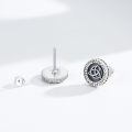 wholesale 925 Sterling Silver Celtic Triquetra Runic Alphabet Oxidized Zircon Stud Earrings-0-1