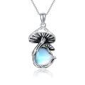 wholesale 925 Sterling Silver Enchanted Moonstone Mushroom Pendant Necklace-0-0