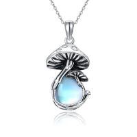 wholesale 925 Sterling Silver Enchanted Moonstone Mushroom Pendant Necklace-Moonstone