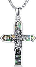 wholesale 925 Sterling Silver Crucifix with Mother Mary and Child Pendant Necklace for Men & Women - Catholic Religious s-0-0