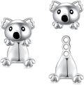 wholesale 925 Sterling Silver Hypoallergenic Cute Koala Animal Stud Earrings for Women Girls Gift Jewelry-0-0