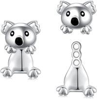 wholesale 925 Sterling Silver Hypoallergenic Cute Koala Animal Stud Earrings for Women Girls Gift Jewelry-Koala