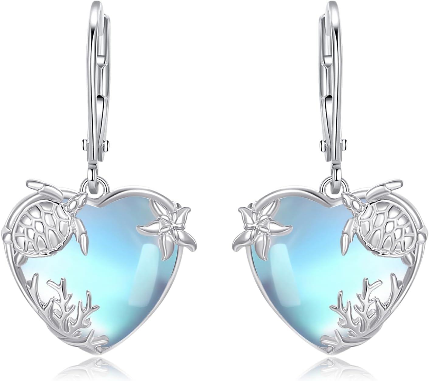 Sterling Silver Moonstone Teardrop Dangle Earrings Gemstone Jewelry Gifts-Moonstone#9
