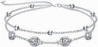 wholesale Sterling Silver Birthstone Anklet Bracelets for Women Gifts-04-White Anklet 9\"-11\"