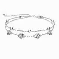 wholesale 925 Sterling Silver Birthstone Anklet Bracelets for Women Gifts-04-White Anklet 9\"-11\"