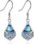 wholesale 925 Sterling Silver Abalone Shell Teardrop Peacock Dangle Earrings for Women-0-0