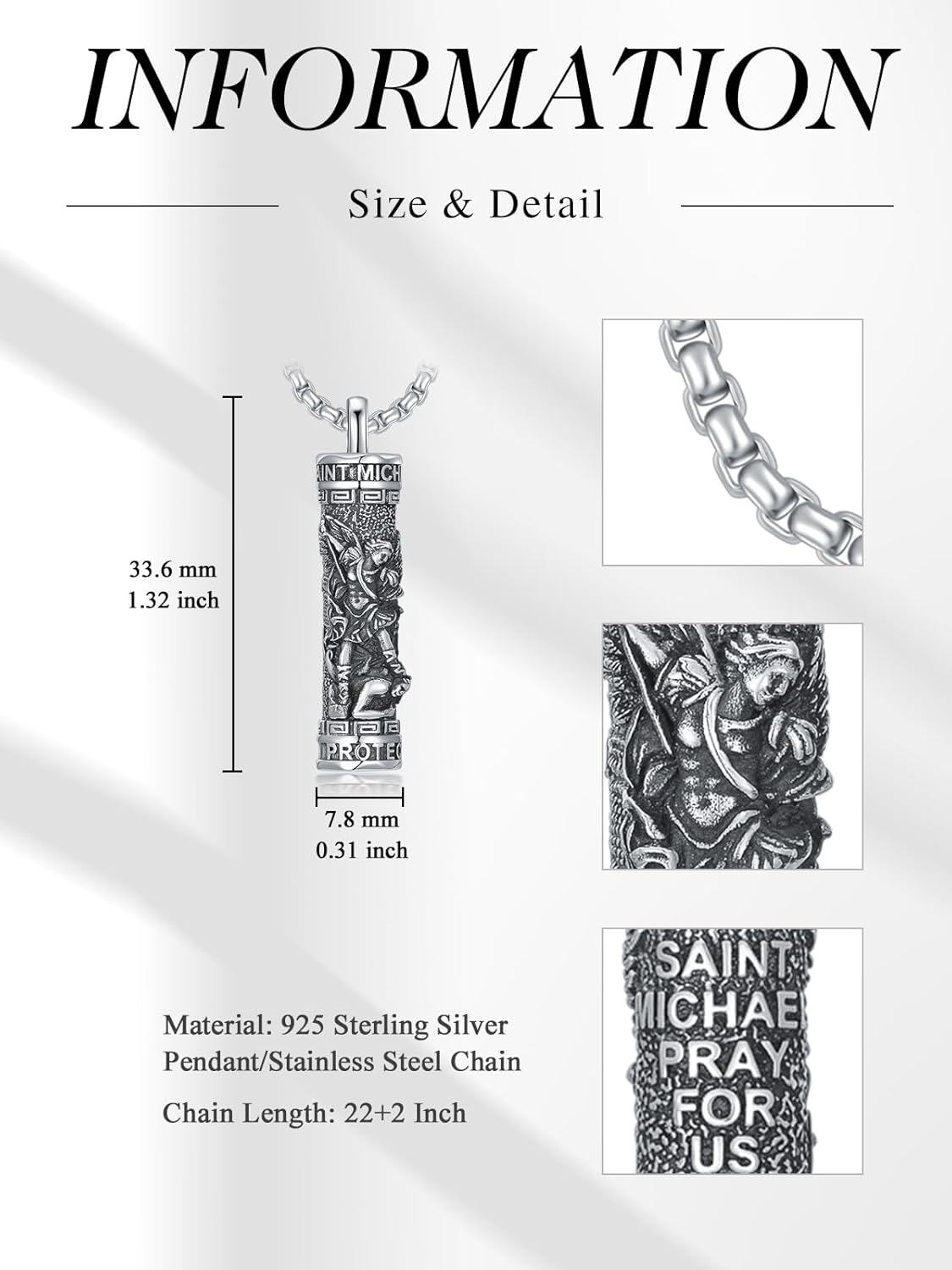  Sterling Silver Stainless Steel St Urn Necklace for Men Women Cremation Pendant Memorial Jewelry -0-2