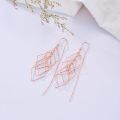 wholesale 925 Sterling Silver Rhombus Tassel Threader Earrings Geometric Shiny Dangle Drop Jewelry Gift for Women-0-2