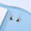 wholesale 925 Sterling Silver Black Cat Crescent Moon Drop Earrings Gothic Gifts for Her-0-1