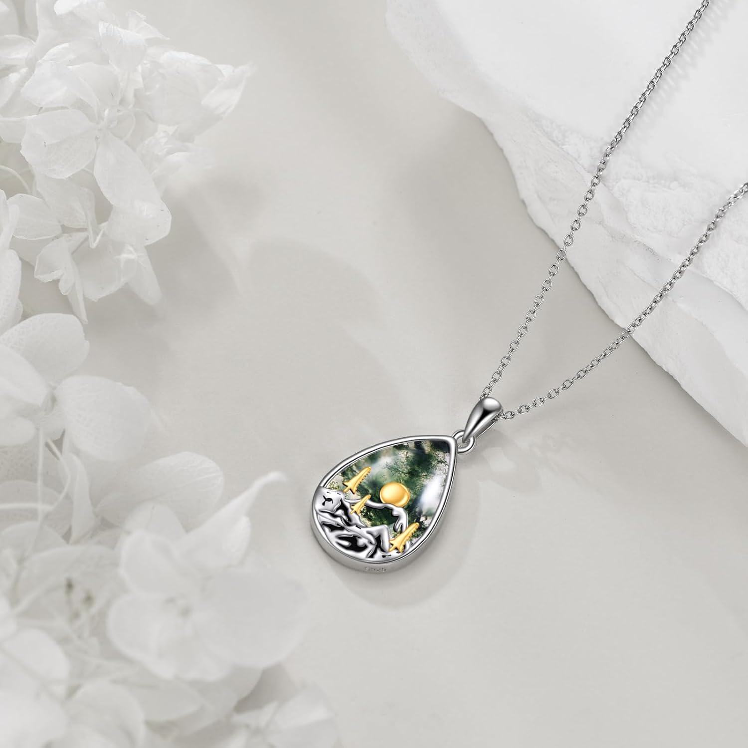  Sterling Silver Stone Mountain Necklace for Women Gift for Skiers Hikers Campers ( ) -0-5