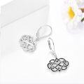 wholesale 925 Sterling Silver Celtic Knot Leverback Drop Earrings for Women - Black Enamel Accent Huggie Hoop  Set 3cm Long Lightweight Minimalist Fashion Accessories-0-5