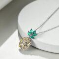 wholesale 925 Sterling Silver Green Crystal Pineapple Pendant Necklace  for Women and Teen Girls-0-2