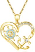 wholesale 925 Sterling Silver Heart Anchor Wheel Pendant Necklace - Nautical s for Women-0-0
