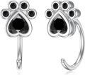 wholesale 925 Sterling Silver & 5A CZ Half Hoop Earrings with Paw Print, 8mm Diameter, 20 Gauge, Hypoallergenic, Gift for Women-0-0