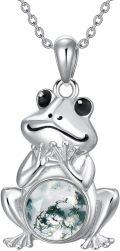wholesale 925 Sterling Silver Blue Opal & Green Turquoise Pendant Frog Necklace-0-6
